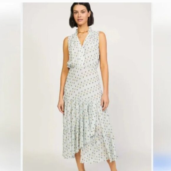 Current air LA dress Size S mint dotted ruffled sleeveless maxi - Picture 1 of 7